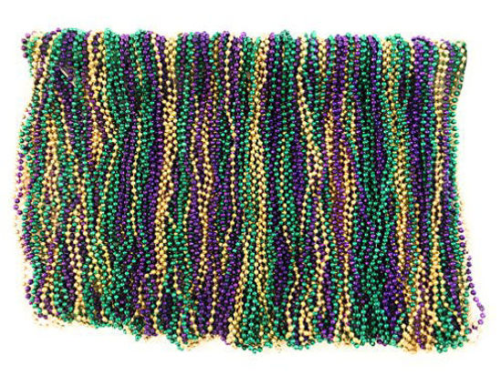 Picture of Mardi Gras Beads 33 inch 7mm, 10 Dozen, 120 Pieces (Purple Green Gold)