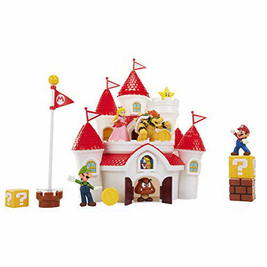 Picture of Nintendo Super Mario Deluxe Mushroom Kingdom Castle Playset with 5 2.5" Articulated Action Figures & 4 Accessories (Includes Mario, Luigi, Princess Peach, Bowser)