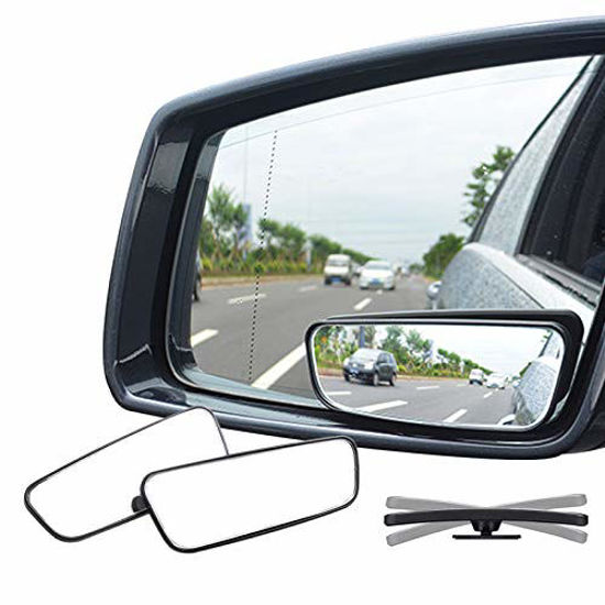 GetUSCart Ampper Rectangle Blind Spot Mirror 360 Degree HD Glass and ABS Housing Convex Wide Angle Rearview Mirror for Universal Car Fit Pack of 2