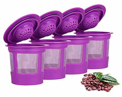 Picture of Maxware 4 Reusable Refillable Coffee Filters For Keurig Family 2.0 and 1.0 Brewers Fits K200, K300/K350/K360,/K450/K460, K500/K550/K560 (Purple, 4)