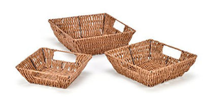 Picture of Trademark Innovations Set of 3 Square Wicker Look Baskets With Built In Handles