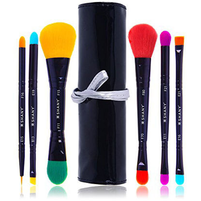 Picture of SHANY LUNA 6 PC Double Sided Travel Brush Set with Pouch - Synthetic
