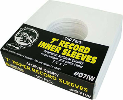 Picture of (100) Archival Quality Acid-Free Heavyweight Paper Inner Sleeves for 7" Vinyl Records #07IW