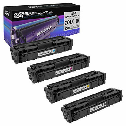 Picture of Speedy Inks Compatible Toner Cartridge Replacement for HP 201X High-Yield (1 Black, 1 Cyan, 1 Magenta, 1 Yellow, 4-Pack)