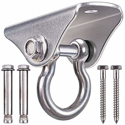 Picture of SELEWARE Innovative 1000 lb Capacity Permanent Antirust SUS304 Heavy Duty Swing Hanger Suspension Hooks with Bolt for Concrete Wooden Sets Playground Porch Indoor Outdoor Seat Trapeze Yoga, Gym