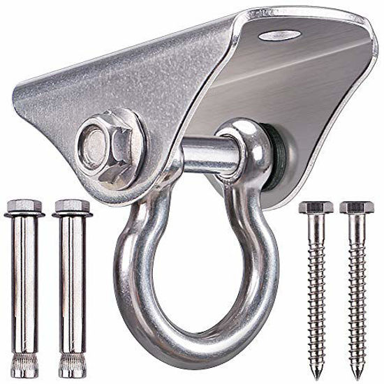 Picture of SELEWARE Innovative 1000 lb Capacity Permanent Antirust SUS304 Heavy Duty Swing Hanger Suspension Hooks with Bolt for Concrete Wooden Sets Playground Porch Indoor Outdoor Seat Trapeze Yoga, Gym