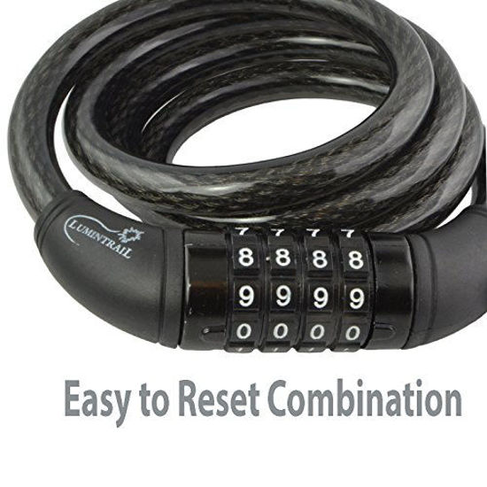 GetUSCart Lumintrail Bike Cable Lock, Self Coiling 12mm Braided Steel