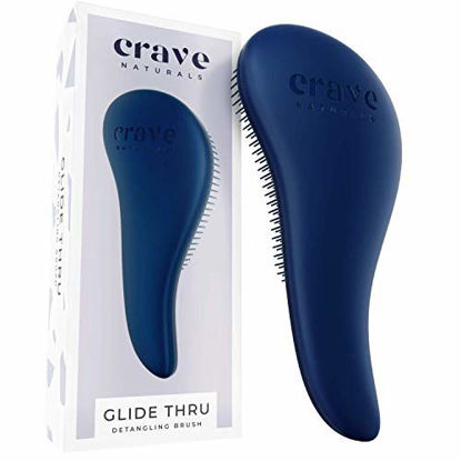 Picture of Crave Naturals Glide Thru Detangling Brush for Adults & Kids Hair - Detangler Hairbrush for Natural, Curly, Straight, Wet or Dry Hair (BLUE)