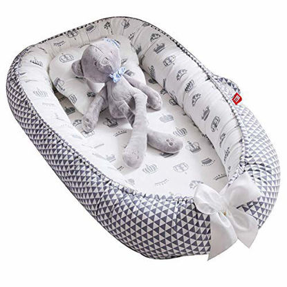 Picture of Baby Lounger Nest Bassinet for Bed, Portable Baby Co-Sleeping Cribs & Cradles for Bedroom and Travel, 100% Soft Cotton Baby Bed (Triangle Crown)