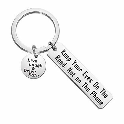 Picture of MAOFAED Drive Safely Keychain New Driver Gift for Husband Dad Teen Driver Sweet 16 Gift Live Laugh  Drive Safe (KR-Drive Safe)