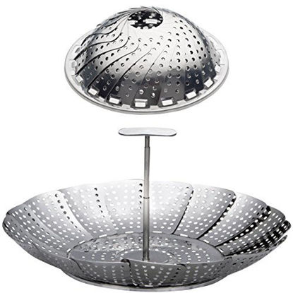 Picture of Stainless Steel Vegetable Steamer Basket/Insert for Pots, Pans & Pressure Cookers (6.4" to 10.4")