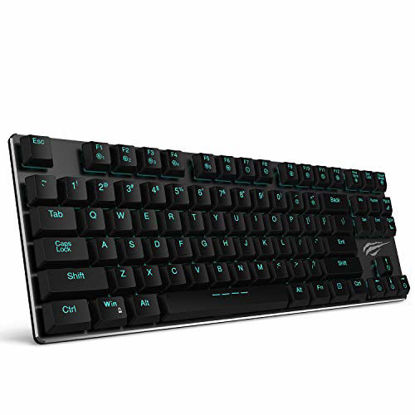 Picture of Mechanical Keyboard HAVIT Backlit Wired Gaming Keyboard Extra-Thin & Light, Kailh Latest Low Profile Blue Switches, 87 Keys N-Key Rollover (Black)