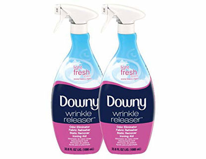 Picture of Downy Wrinkle Release Spray Plus, Static Remover, Odor Eliminator, Steamer for Clothes Accessory, Fabric Refresher and Ironing Aid, Light Fresh Scent, 33.8 Fluid Ounce (Pack of 2)