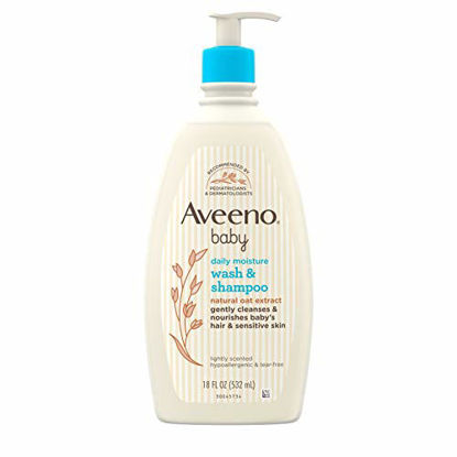 Picture of Aveeno Baby Daily Moisture Gentle Bath Wash & Shampoo with Natural Oat Extract, 18 fl. oz, Package may vary