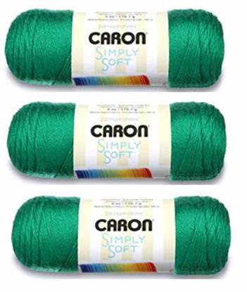 Picture of Caron Simply Soft Yarn 6 oz Med (4) Weight (3-Pack) Kelly Green