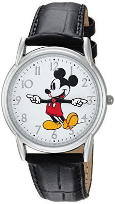 Picture of DISNEY Men's Mickey Mouse Analog-Quartz Watch with Leather-Synthetic Strap, Black, 18 (Model: WDS000403)