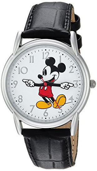 Picture of DISNEY Men's Mickey Mouse Analog-Quartz Watch with Leather-Synthetic Strap, Black, 18 (Model: WDS000403)
