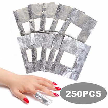 Picture of ECBASKET Nail Polish Remover Gel Polish Remover Soak Off Foils 250pcs Gel Nail Polish Remover Wrap Foils with Lager Cotton Pad Nail Gel Remover Tool
