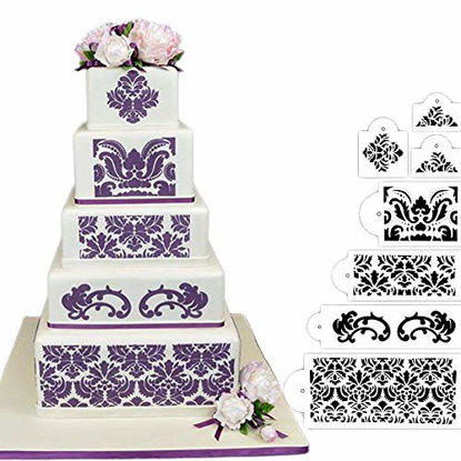 Picture of HULISEN 7Pcs Cake Decorating Stencil Mold Wedding Cake Stencil, Cake Mould