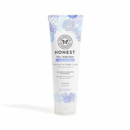 Picture of The Honest Company Truly Calming Face + Body Lotion | Dermatologist Tested | Body Lotion for Sensitive Skin | Baby Lotion | Lavender Essential Oils & Chamomile | 8.5 Fl Oz