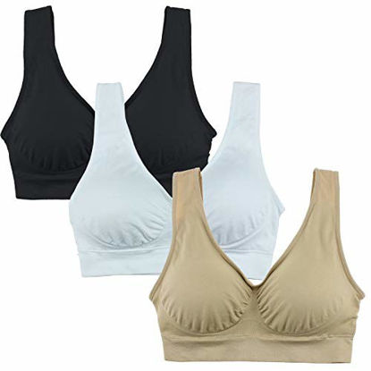 Picture of Cabales Women's 3-Pack Seamless Wireless Sports Bra with Removable Pads,XXX-Large