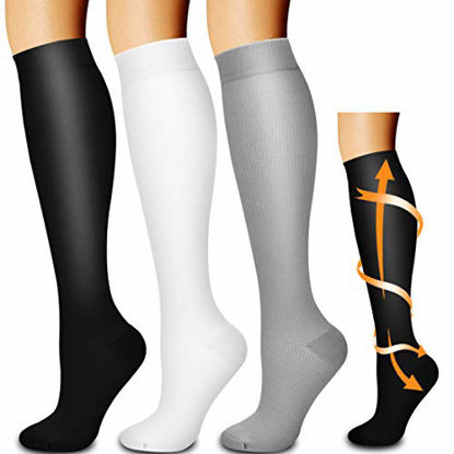 Picture of Laite Hebe compression socks,Black+White+Grey,S/M (3 pairs)