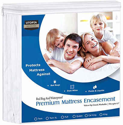 Picture of Utopia Bedding Premium 135 GSM Waterproof Mattress Encasement, 360° Protection, Zippered, Bed Bug Proof, Fits 13 Inches Deep, Easy Care (Twin)