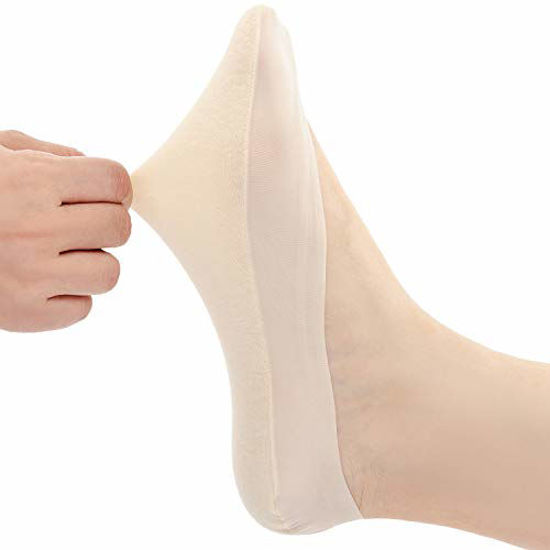 Picture of Relaxife Womens No Show Thin Socks Cotton Nylon Low Cut Liner Non Slip hidden Invisible Socks for Flats Boat Sneaker 4 to 6 pack, Silicon: Nude2+black3, Shoe Size: 5-8