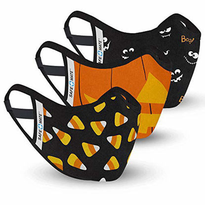 Picture of Safe+Mate x Case-Mate - Cloth Face Mask - Washable & Reusable - Adult S/M - Cotton - Includes Filter - 3 Pack - Halloween