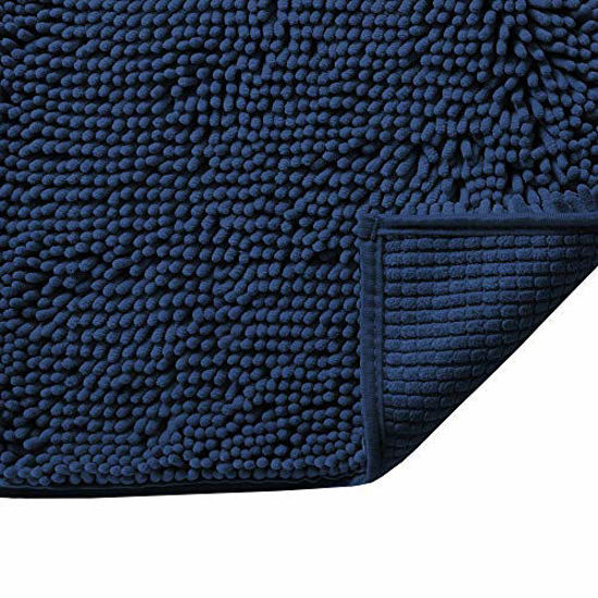 Picture of Plush Microfiber Bath Rugs Chenille Floor Mat Ultra Soft Washable Bathroom Dry Fast Water Absorbent Bedroom Area Rugs Kitchen Rugs Non Skid, 17 x 24 inches, Navy Rug
