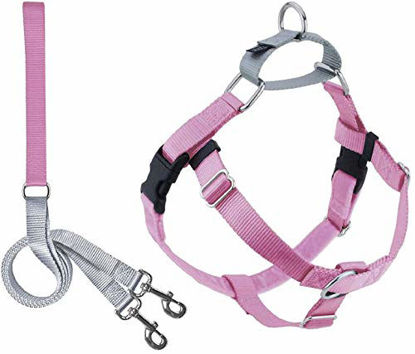 Picture of 2 Hounds Design Freedom No Pull Dog Harness | Adjustable Gentle Comfortable Control for Easy Dog Walking |for Small Medium and Large Dogs | Made in USA | Leash Included | 1" XXL Rose