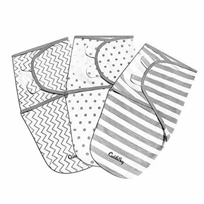 Picture of Cuddlebug Adjustable Baby Swaddle Blanket & Wrap (Spots & Stripes), Pack of 3 (Small/Medium 0-3 Months Old)