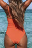 Picture of CUPSHE Women's V Neck Shirring Swimsuit,Orange, M