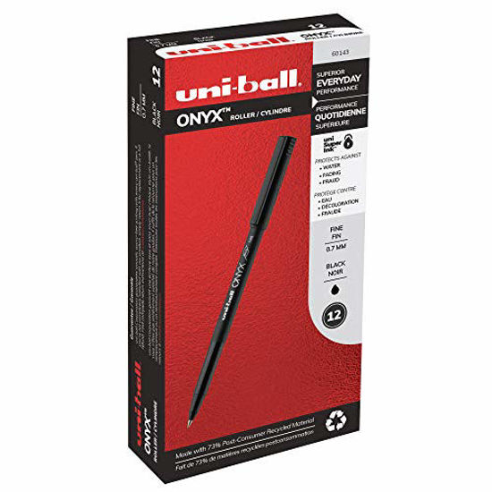 Picture of uni-ball ONYX Rollerball Pen, Fine Point (0.7mm), Black, 12 Count
