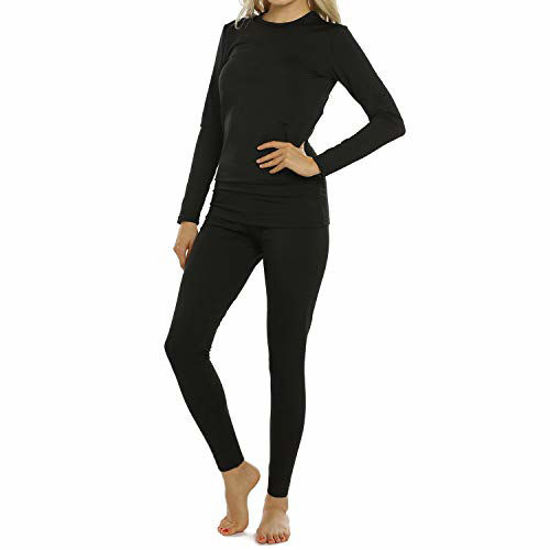 GetUSCart- ViCherub Womens Thermal Underwear Set Long Johns Base Layer with  Fleece Lined Ultra Soft Top & Bottom Thermals for Women Black XX-Large