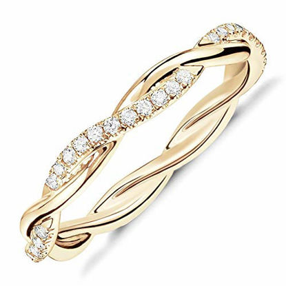 Picture of PAVOI 14K Gold Plated Sterling Silver Cubic Zirconia Twisted Rope Eternity Band Yellow Gold for Women Size 7