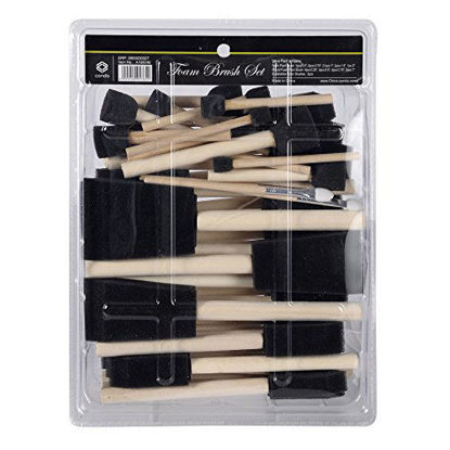 Picture of conda 50 Pack 0.5"-2" Different Size Assorted Foam Brush Set Wood Handle Paint Brush Set- Lightweight, Durable, Great for Acrylics, Stains, Varnishes, Crafts