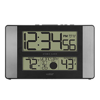Picture of La Crosse Technology 513-1417AL-INT Atomic Clock w Outdoor Temp, Grey/Black