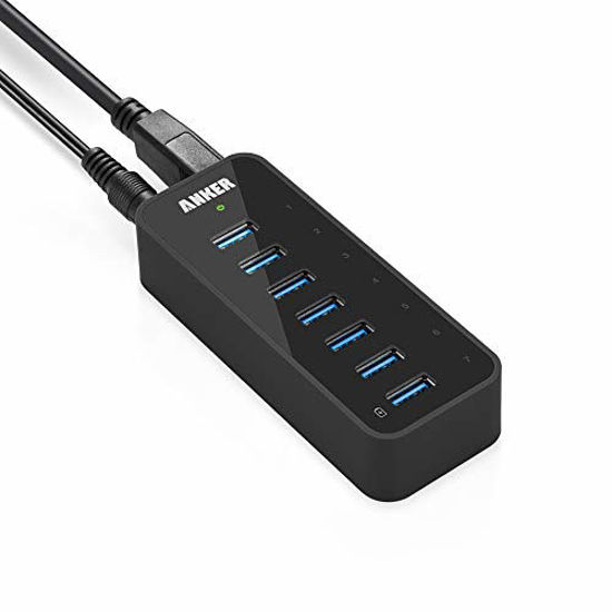 Picture of Anker 7-Port USB 3.0 Data Hub with 36W Power Adapter and BC 1.2 Charging Port for iPhone 7/6s Plus, iPad Air 2, Galaxy S Series, Note Series, Mac, PC, USB Flash Drives and More