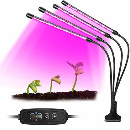 Picture of Fancy Buying CO. 4-Head 80W Plant Grow Light for Indoor House Plants and Garden Adjustable Dual Head Gooseneck Fixture Kit with Stand, 10 Dimmable Levels 3/9/12H Timer with 80 Red Blue Spectrum LEDs