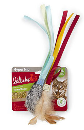 Picture of Petlinks 49711 Romp Rings with Ribbons Hyper Nip Catnip Toy (2 Pack)