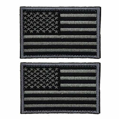 Picture of 2 Pieces Tactical USA Flag Patch -Black & Gray- American Flag US United States of America Military Uniform Emblem Patches