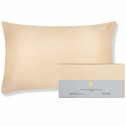Picture of BEAUTY OF ORIENT - 25 Momme, 100% Pure Mulberry Silk Pillowcase for Hair and Skin, Natural Hypoallergenic Silk Pillow Case, Best for Beauty Body and Sleep (Standard - 20" x 26", Champagne)