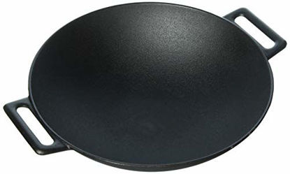 Picture of Jim Beam 12'' Pre Seasoned Heavy Duty Construction Cast Iron Grilling Wok, Large, Black