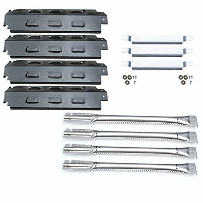 Picture of Direct store Parts Kit DG156 Replacement for Charbroil 463420507,463420509,463460708,463460710 Gas Grill Burners, Carryover Tubes,Heat Plates (SS Burner+SS Carry-over tubes+Porcelain Steel Heat Plate)