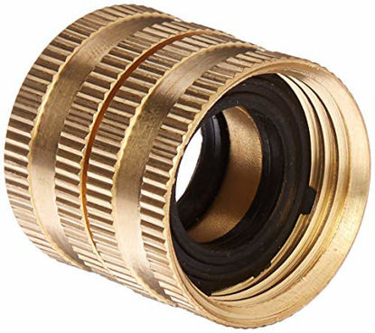 Picture of Gilmour 2 Pack 7FHS7FH Brass Water Hose Connector | Double Female Thread with Swivel | 3/4 Inch x 3/4 Inch Garden Hose Adapter