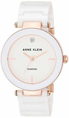 Picture of Anne Klein Women's AK/1018RGWT Diamond-Accented White Ceramic Bracelet Watch