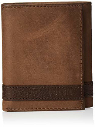 Picture of Fossil Men's Quinn Leather Trifold Wallet, Brown