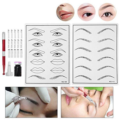Picture of Brrnoo 5D Tattoo Practice Permanent Makeup Microblading Eyebrow Lip Training Silicone Fake Skin (Eyebrow Tattoo Practice Kit)