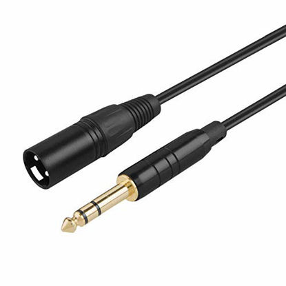 Picture of CableCreation 6 Feet TRS 6.35mm (1/4 Inch) Male to XLR Male Cable, Black